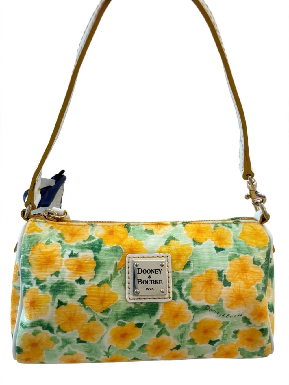 Dooney & Bourke NWT Yellow Pansy Floral Mini Barrel Bag Wristlet Read Desc.